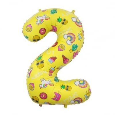 Фолиев балон цифра 2 шарен, за втори рожден ден