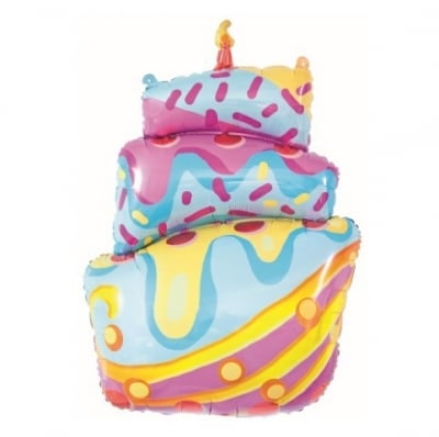 Голям фолиев балон триетажна торта в пастелни цветове