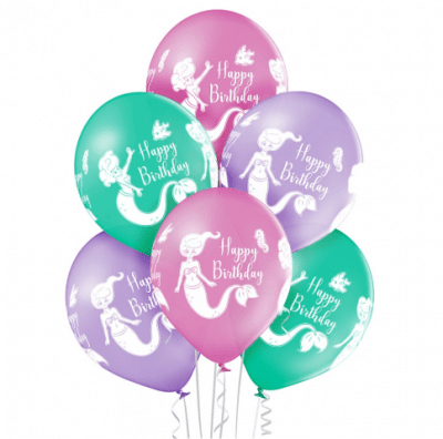 Русалка балони за рожден ден 30 см, 6 броя
