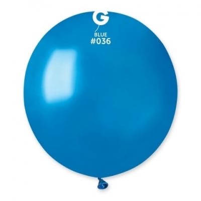 Кръгъл балон син металик 48 см GM150/36