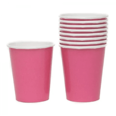 Розови картонени чаши, циклама, 10 броя