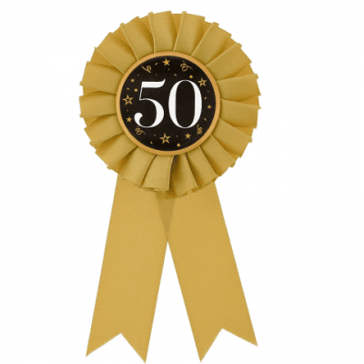 Парти значка за 50-и рожден ден в черно и златно