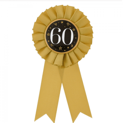 Парти значка за 60-и рожден ден в черно и златно