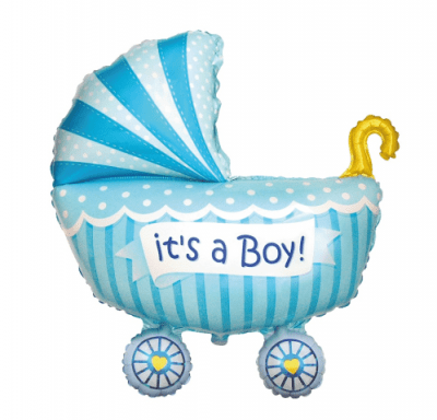 Фолиев балон бебешка количка, момче, син, 89 х 74 см