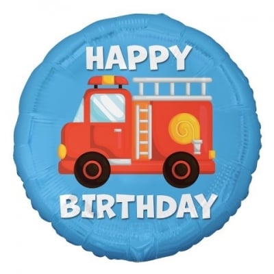 Балон пожарникарска кола, пожарна за рожден ден, кръг 43 см