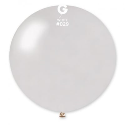 Голям кръгъл бял балон металик, перлено бяло 80 см GМ220/29