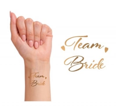 Татуировки за моминско парти Team Bride, злато металик, 8 броя