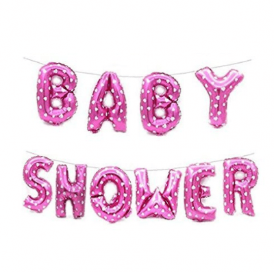 Розов надпис от балони Baby Shower за бебешко парти, бебе момиче