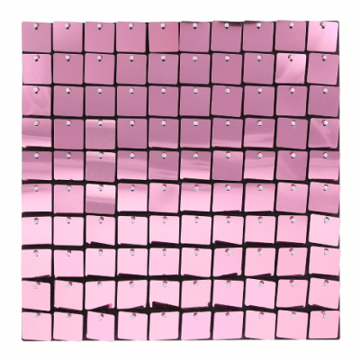 Панел за розова пайетена фонова стена, 100 квадратчета, светлорозов, черен гръб, 30 х 30 см