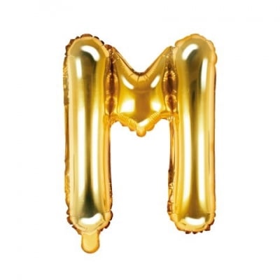 Фолиев балон буква M 35 см, злато