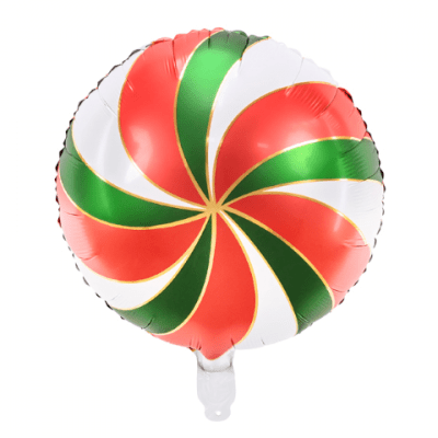 Фолиев балон бонбон близалка, червено-зелен, кръг 45 см