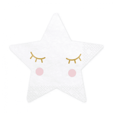 Бели салфетки във форма на звезда с очички Little Star, 20 броя