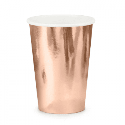 Парти чаши розово злато металик, 6 броя