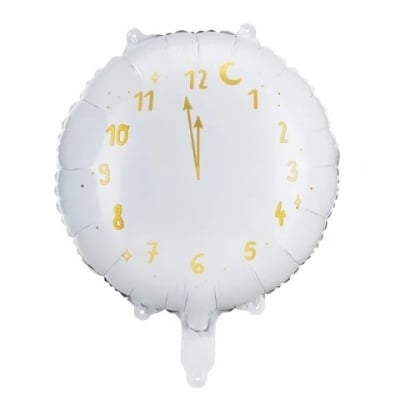 Фолиев балон часовник, 45 см, бял