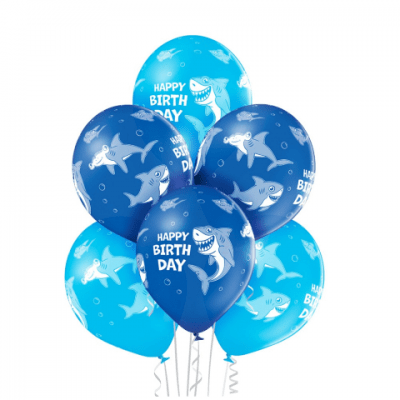 Балони с акули за рожден ден, 6 броя