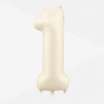 Фолиев балон слонова кост цифра 1, Satin cream, 100 см