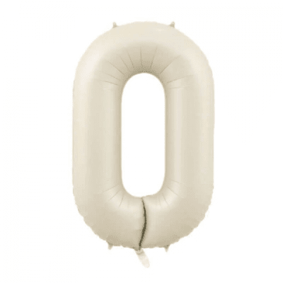 Фолиев балон слонова кост цифра 0, Satin cream, 100 см