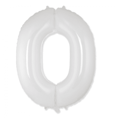Бял балон фолиева цифра 0, нула, 100 см