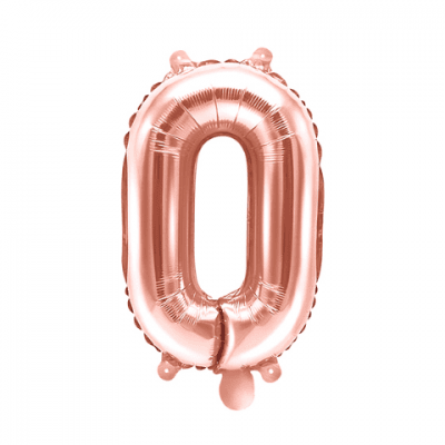 Фолиев балон цифра 0, нула, 40 см, розово злато