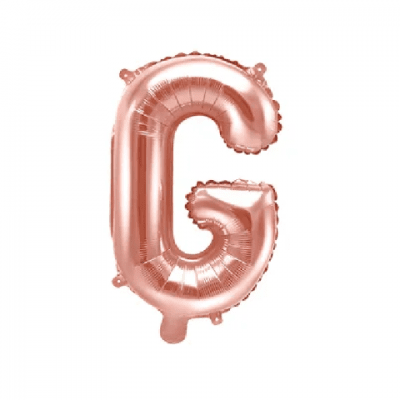 Фолиев балон буква G, 35 см, розово злато