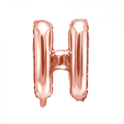 Фолиев балон буква H, 35 см, розово злато