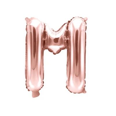 Фолиев балон буква M, 35 см, розово злато