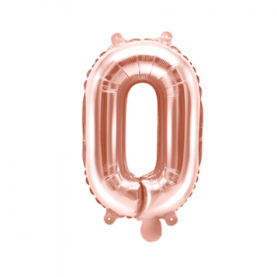 Фолиев балон буква O, 35 см, розово злато