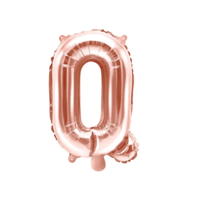 Фолиев балон буква Q, 35 см, розово злато