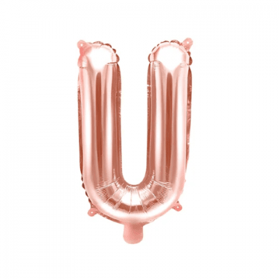 Фолиев балон буква U, 35 см, розово злато