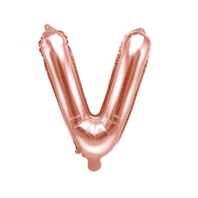 Фолиев балон буква V, 35 см, розово злато