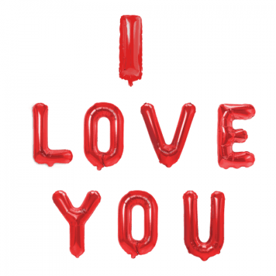 Червен надпис I LOVE YOU от фолиеви балони букви, 40 см