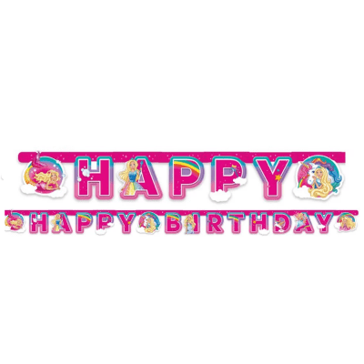 Банер надпис Happy Birthday Барби Barbie Dreamtopia