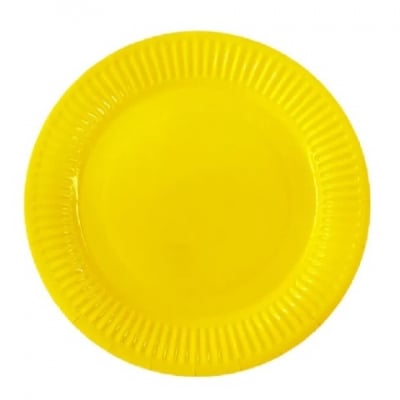 Големи лимонено жълти чинийки картон, 23 см, 10 броя