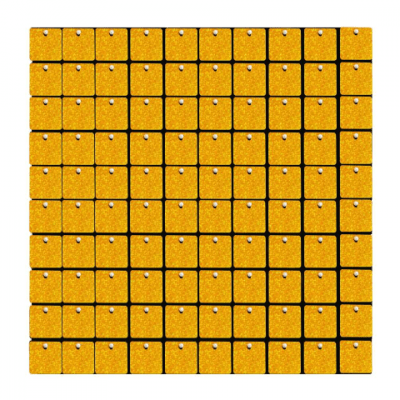 Панел за златна пайетена фонова стена, 100 квадратчета, холограмно злато, черен гръб, 30 х 30 см