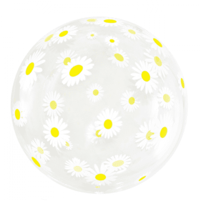 Прозрачен балон сфера на бели цветенца, маргаритки tpu