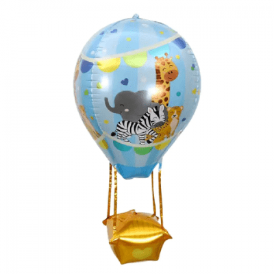 Фолиев балон балон с горещ въздух, сафари, син, 88 см