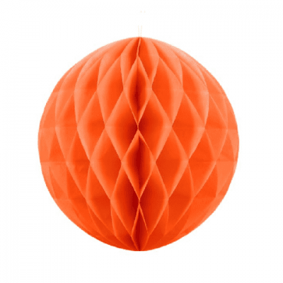 Оранжева хартиена топка тип пчелна пита, 20 см