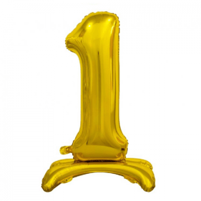 Стоящ фолиев балон златна цифра 1, едно, 80 см