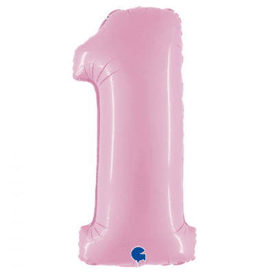 Розов фолиев балон бебешко розово цифра 1, единица, Grabo, 100 см