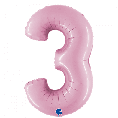 Розов фолиев балон бебешко розово цифра 3, тройка, Grabo, 100 см