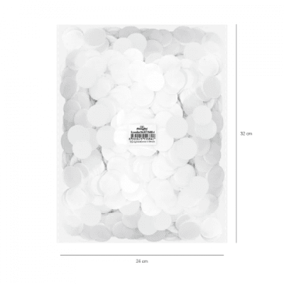 Насипни хартиени конфети бели кръгчета, 500 гр