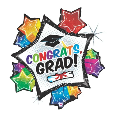 Фолиев балон звезди Congrats, Grad, дипломиране