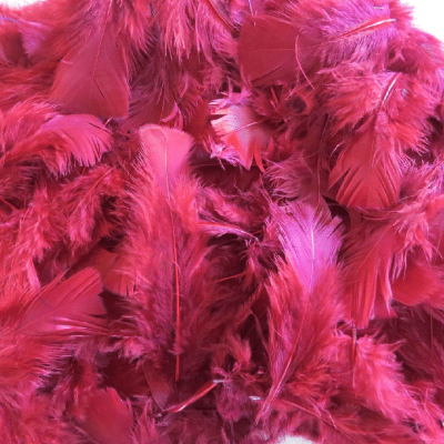 Тъмночервени пера за декорация, бордо, 4-10 см, 10 гр