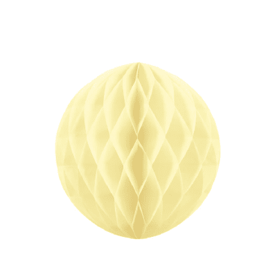 Декорация хартиена топка екрю, слонова кост, тип пчелна пита, 20 см
