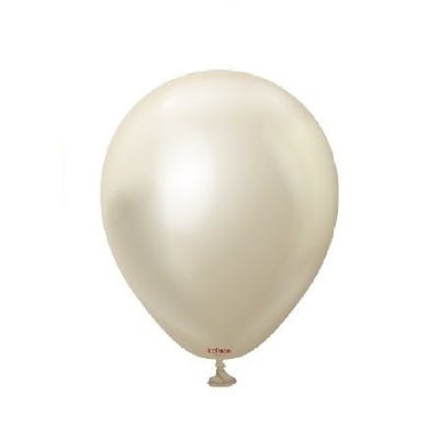 Малък балон бяло злато хром White gold mirror 13 см, Kalisan, 1 брой
