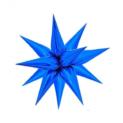 Мулти балон синя звезда 3D, 12 лъча х 35 см