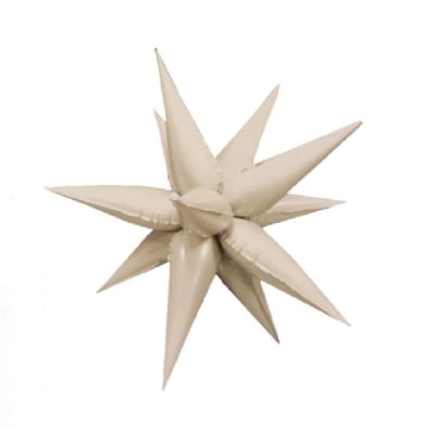 Мулти балон звезда слонова кост Satin cream 3D, 12 лъча х 35 см