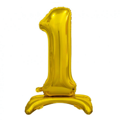Стоящ фолиев балон златна цифра 1, единица, 100 см