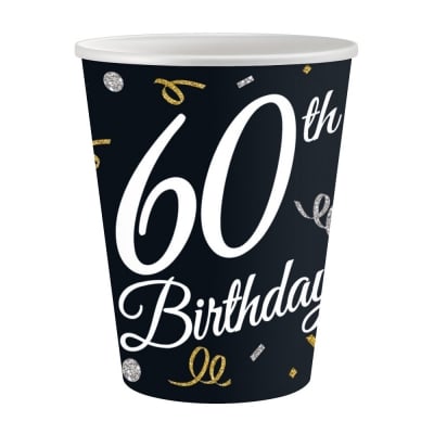 Чаши черни за 60-и рожден ден, 60 години, 6 броя