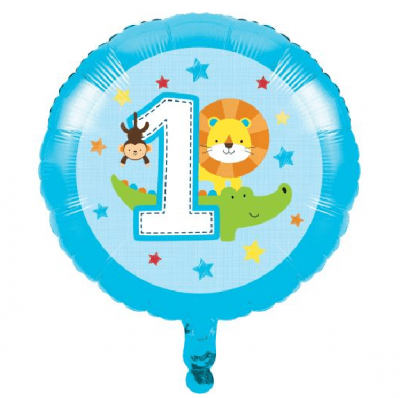 Балон сафари, 1-ви първи рожден ден момче, кръг 45 см